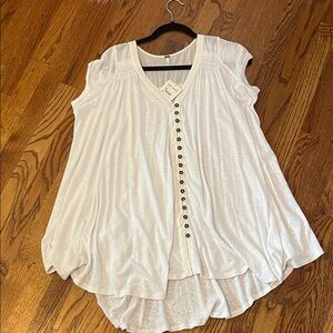NWT Women’s Free People White Button-Front Blouse Size XS